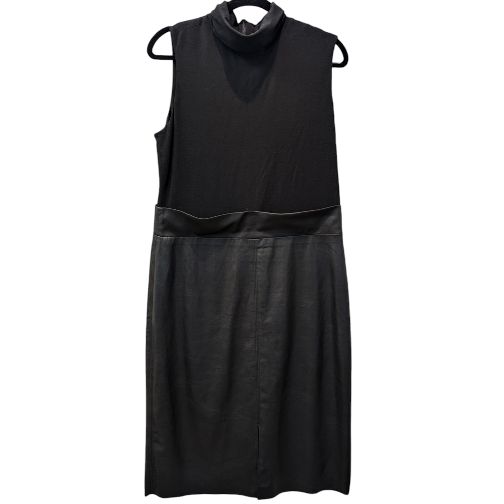 Saks Fifth Avenue Black Faux Leather Dress Size 12